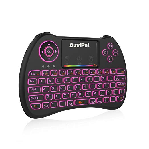 (Free 2 in 1 USB OTG Cable) AuviPal R9 2.4GHz Mini Wireless Keyboard Mouse Combo for Amazon Fire TV Stick, Nvidia Shield, Android TV Box, PS3, Windows PC - RGB Colorful Backlit Version