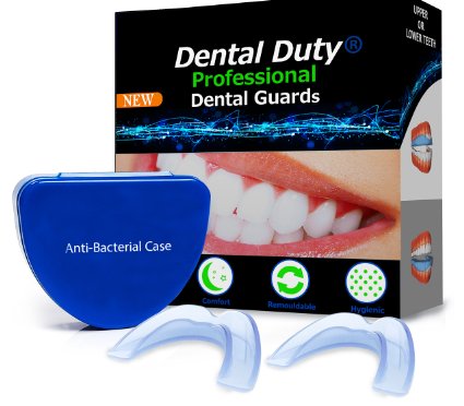 Professional Dental Guard -2pack- Stops Teeth Grinding Bruxism Tmj and Eliminates Teeth Clenching All Orders includes Fitting Instructions and Anti-Bacterial Case 100 Satisfaction Is guaranteed