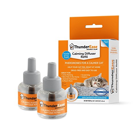 ThunderEase Cat Calming Pheromone Diffuser Refill - Reduce Scratching, Urine Spraying, Marking, and Anxiety