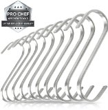 Pro Chef Kitchen Tools Premium Flat S Shaped Hooks in 10 Pack Brushed Stainless Steel Metal