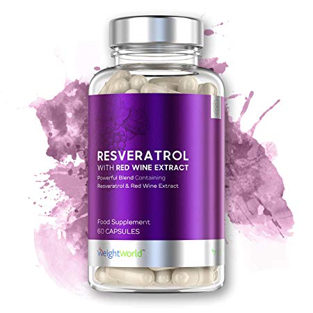 Resveratrol 250mg Ultra Capsules - Anti Ageing Natural Red Wine Extract Vegan Supplement Tablets - High Potency Strength, Natural Health Support & Pure Red Grape Beauty Vitamin Pills - by WeightWorld