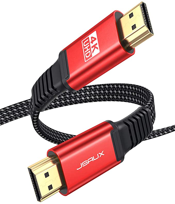 4K HDMI Cable 3M, JSAUX Flat Slim HDMI 2.0 Cable Ultra High Speed 18Gbps Thin Lead Support 3D, UHD 4K@60Hz, 2160P, HD 1080P Video, Ethernet Compatible with Fire TV, HDTV, PlayStation PS4 PS3 - Red