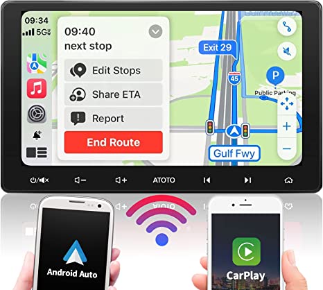 ATOTO F7WE 10 inch IPS Touchscreen Double Din Car Stereo, Wireless CarPlay & Wireless Android Auto, Mirror Link, Bluetooth, Phone Charge, HD LRV Camera,USB Video & Audio, Voice Control F7G211WE