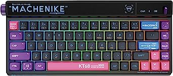 EPOMAKER MACHENIKE KT68 Hot Swap RGB 2.4Ghz Wireless/Bluetooth 5.0/Wired Mechanical Keyboard, Programmable with Volume Roller, Toggle Bar, Dye Subbed PBT Keycaps for Mac/Win(Black, Kailh Box Red)