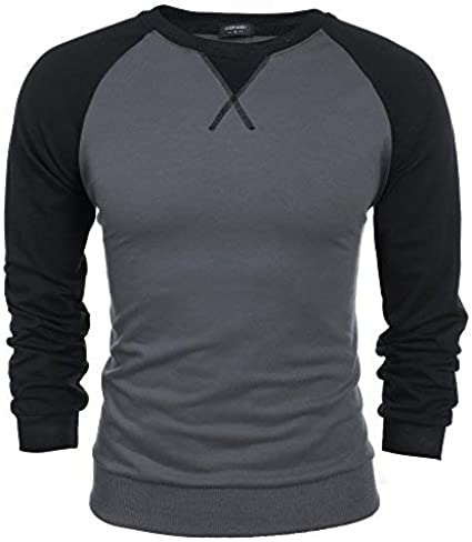 Coofandy Men's Long Sleeve T-Shirt Casual Tee Cotton Raglan Shirts