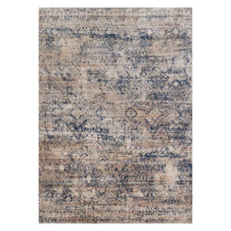 Loloi Rugs Anastasia Collection Area Rug, 5'3" x 7'8", Mist/Blue