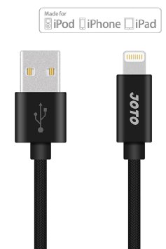 Lightning to USB Cable Heavy Duty Nylon Braided Apple MFi Certified JOTO Lightning Cable 10ft extra long Data Sync Charge Cable for iPhone 6S 6 Plus 6 5s 5c 5 iPad Pro Air 2 mini 4 Black