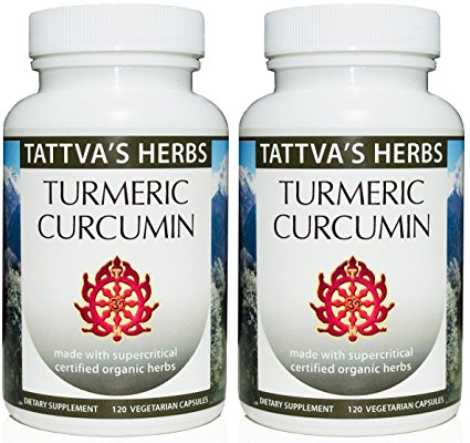 Turmeric Curcumin Extract 500 mg. 240 Vcaps (2 Pack- 120 ct./ea). no Hexane or Toxins