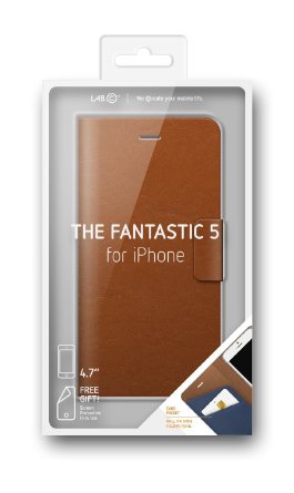 iPhone 6 & 6S case LABC The Fantastic 5 Folio Case For iPhone 6 & 6S (4.7)- PU Leather Wallet Case - Premium Leather Case - Perfect Fit Soft PU Leather (Stitch VERSION) (BROWN)