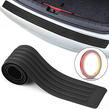 San Auto Car Rear Bumper Guard Protector Anti-Collision Patch Anti-Scrape Rubber Universal Trunk Door Entry Guards for Most Cars Non Slip Black with Tape 35 inch