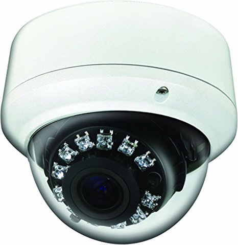 R-Tech 600 TVL Security CCTV Dome Camera, 1/3" PixelPlus CCD, 2.8-12mm Varifocal Lens, 12 pcs Super Flux IR LEDs Up To 75ft, Vandal-Proof Weather-Proof, White Color Aluminum Housing, DC 12V Input
