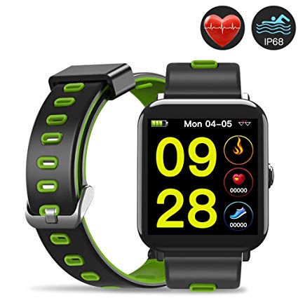 IP68 Fitness Tracker with 1.3inch IPS Square Screen for Swimming,Evershop Waterproof Fitness Tracker Watch, Activity Tracker with Heart Rate Monitor,Calorie Counter Sleep Monitor for Women Men Kids