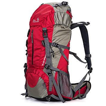 SUNVP 45L 5L Hiking Backpack Outdoor Sport Nylon Water-resistant Internal Frame Trekking Bag with Rain Cover for Climbing Camping Travel Mountaineering