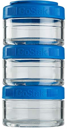 BlenderBottle GoStak Twist n' Lock Storage Jars, 60cc 3-Pak, Cyan