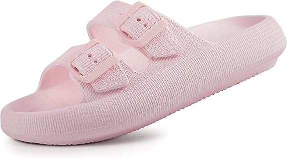 Weweya Sandals for Women and Men - Pillow Slippers - Double Buckle Adjustable Slides - EVA Flat Sandals