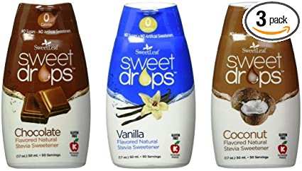 SweetLeaf Sweet Drops Flavored Stevia Sweetener 3 Flavor Variety Bundle, 1 Ea: Chocolate, Coconut, Vanilla