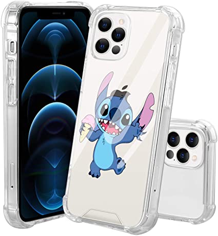 DISNEY COLLECTION Clear Case Designed for iPhone 12 Pro Max Cute Stitch Hard PC Back Cover Protective Cover 6.7 inch