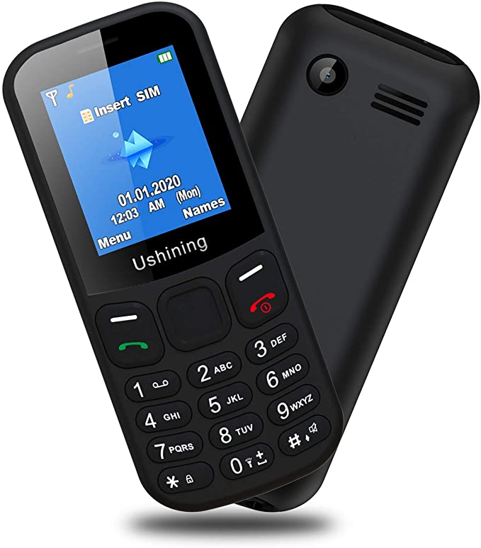 Ushining 3G Basic Cell Phone Unlocked Big Icon Easy to Use Feature Phone with LED Torch ATT Tmobile Unlocked Cell Phones for Kids, Seniors (Mint/MetroPCS/Cricket) (Black)