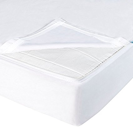 QuickZip Twin Fitted Sheet, White - 1 Zip-On Sheet   1 Drop-In Base - Fully Surrounds Mattress for Total Security