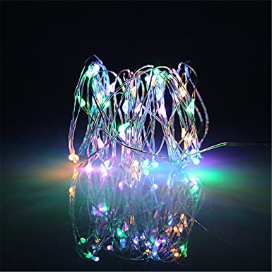 BUYERTIME 5M/16.4ft 50 LEDs Fairy String Lights, Battery AA Operated Silver Wire Fairy Lights for Indoor Bedroom Wedding Christmas Party Decoration (Multicolor)