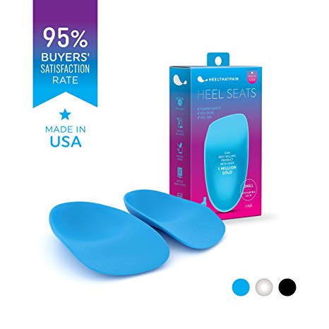Heel That Pain Plantar Fasciitis Insoles | Heel Seats Foot Orthotic Inserts, Heel Cups for Heel Pain and Heel Spurs | Patented, Clinically Proven, 100% Guaranteed (Blue, Small)