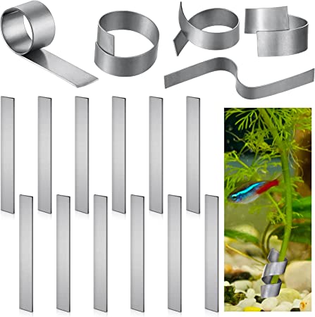 Aquarium Plant Weights Anchor About 14-17 Pack Fish Tank Plant Anchors 5 Inch Metal Strips 0.55 lb Aquatic Weight Anchor for Aquarium Fish Tank Plants Reinforced Weight Prevents Floating