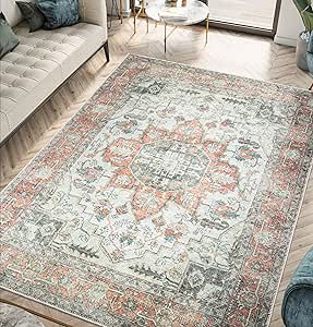 Keen Home Design Machine Washable Area Rugs with Non-Slip Backing, Ideal for Hallway, Living Room, Bedroom, Kitchen and Laundry Room, Vintage Moroccan and Low Pile Rug - (9' x 12')