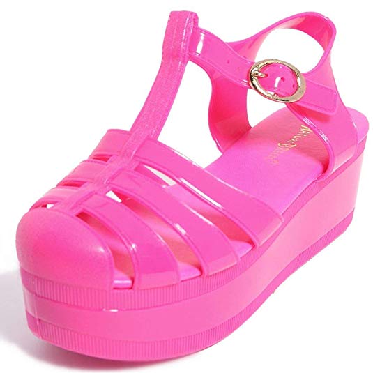 shoewhatever Women's Elegant Summer Style Glitter Jelly Flat Sandals