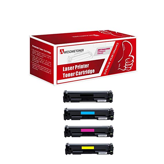 Awesometoner Compatible 4 Pack Toner Cartridge For Canon 045H High Yield Black Cyan Magenta Yellow, imageclass mf634cdw mf632cdw Yield BK 2800, CMY 2200 Pages
