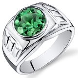 Mens 450 Carats Simulated Emerald Ring Sterling Silver Sizes 8 To 13