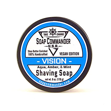 Soap Commander Vegan Shave Soap (Vision - Aqua, Amber, and Mint)