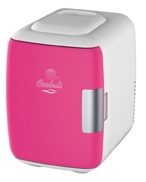 Cooluli Multi functional 6 Can AC & DC Thermoelectric Mini Fridge Cooler and Warmer: Portable Cooling System for Traveling in the Car, RV or Boat also for Home, College Dorm & Office (Fuchsia)