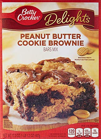 Betty Crocker Delights Mix Peanut Butter Cookie Brownie Bar Mix 17.2 Ounce