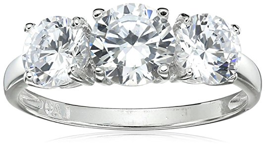 Sterling Silver Round Cut Three-Stone Cubic Zirconia Ring (2.3 cttw)