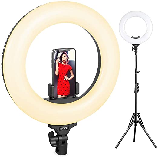 Ring Light, ESDDI 14inch Outer Adjustable Color Temperature 3200K-5600K with Stand, YouTube Makeup Dimmable Video LED Light Kit, Phone Adapter, for Video Shooting, Portrait, Vlog, Selfie