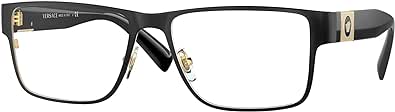 Versace VE 1274 1436 Black Metal Rectangle Eyeglasses 55mm