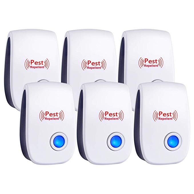 Bocianelli 2019 Upgrade Ultrasonic Pest Repellent 6 Pack, Control Ultrasonic Repellent, Electronic Insects Rodents Repellent for Mosquito, Mouse, Cockroaches,Rats,Bug, Spider, Ant