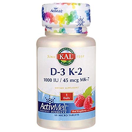 Kal 1000 Iu D-3 & K2 Tablets, Raspberry, 60 Count