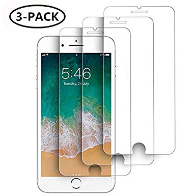 [3 Pack] Screen Protector Compatible for iPhone 8 Plus, iPhone 7 Plus, iPhone 6S Plus, iPhone 6 Plus, Tempered Glass Screen Protector, 5.5 inch, 3D Touch, Anti-Scratch, Case Friendly