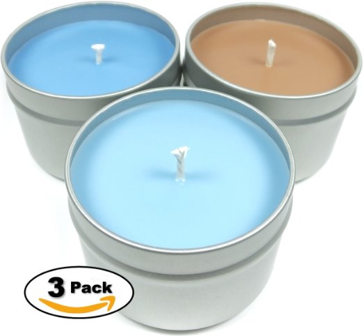 Candlecopia Manly Man 3-Pack Scented Soy Candles - Includes Man Cave, Driftwood & Rain Water - 80  Hours Burn Time in three 4-ounce Travel Tins