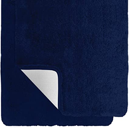 Gorilla Grip Original Premium Luxury Bath Rug, Set of 2 30x20 Inch Rugs, Incredibly Soft, Thick, Absorbent Bathroom Mat Rugs, Machine Wash and Dry Carpet, Plush Mats for Bath Room, Shower, Navy Blue