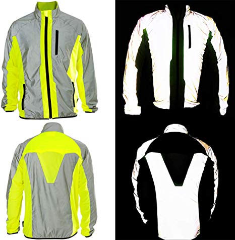 BTR Hi Vis Reflective Cycling & Running Jacket. Fits Men & Women. High Visibility (Hi Viz) & VERY Reflective Outdoor Sports Jacket.