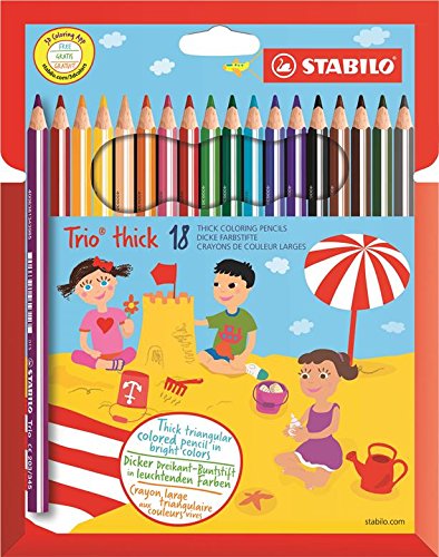 STABILO Trio Thick Colouring Pencils Wallet of 18 Assorted Colours,203/18-01
