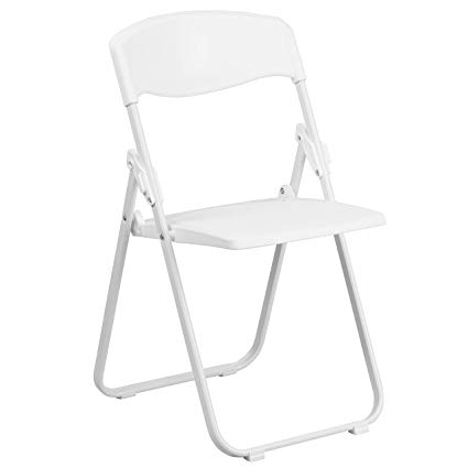 Flash Furniture HERCULES Series 880 lb. Capacity Heavy Duty White Plastic Folding Chair with Built-in Ganging Brackets