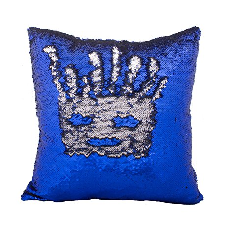 Idea Up Reversible Sequins Mermaid Pillow Cases 4040cm with magic mermaid sequin (Royalblue and Silver)