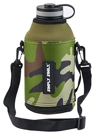 Simply Simily Camo Bottle Zipper with Straps for Hydro Flask 64 oz Wide Mouth Water Bottle/Beer Growler