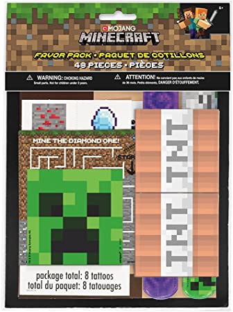 Unique Favor Pack | Assorted | Minecraft Party | 48 Pcs, 5" X 1.88", Multicolor