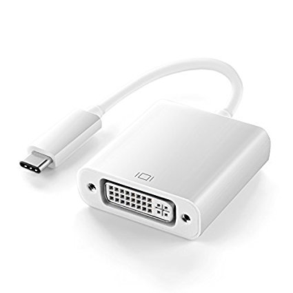 TNP USB Type C to DVI Adapter - USB-C 3.1 Male to DVI Female 1080P Video Adaptor Converter Cable Wire Cord Plug Connector (White)
