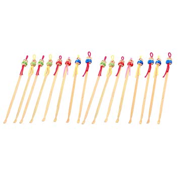 sourcingmap® 16 Pcs Assorted Color Japanese Doll Top Bamboo Earwax Tool Cleaner Scoop Earpick