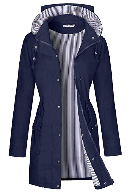BBX Lephsnt Rain Coats for Women Lightweight Rain Jacket Active Outdoor Trench Coat